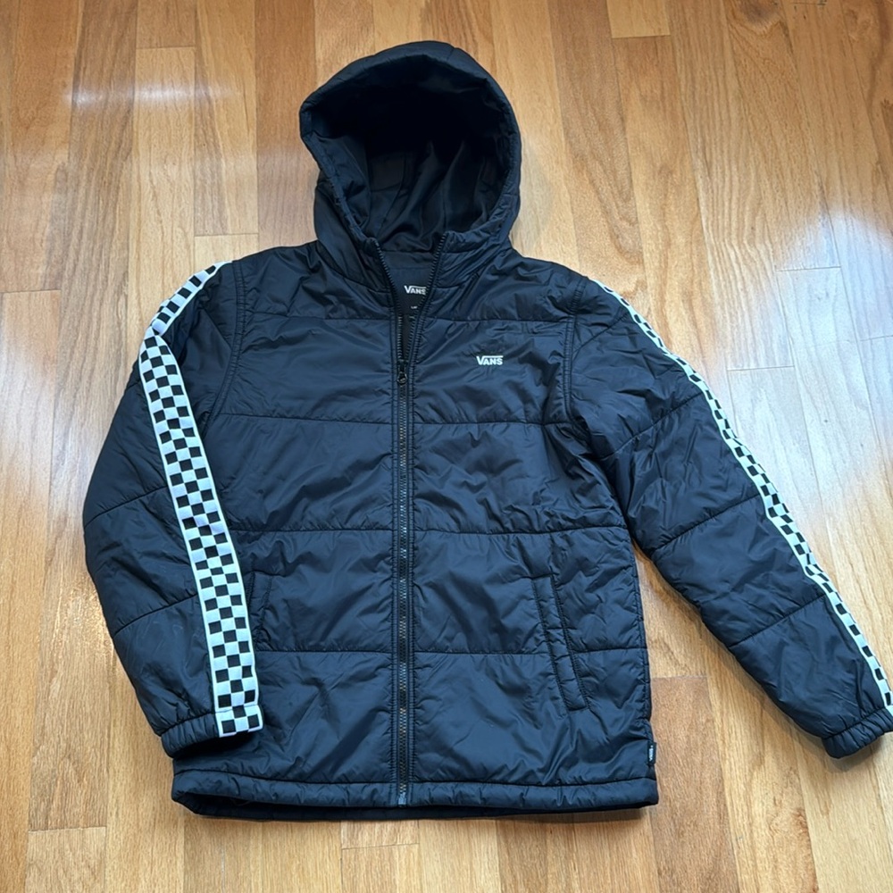 Vans black puffer coat, youth large